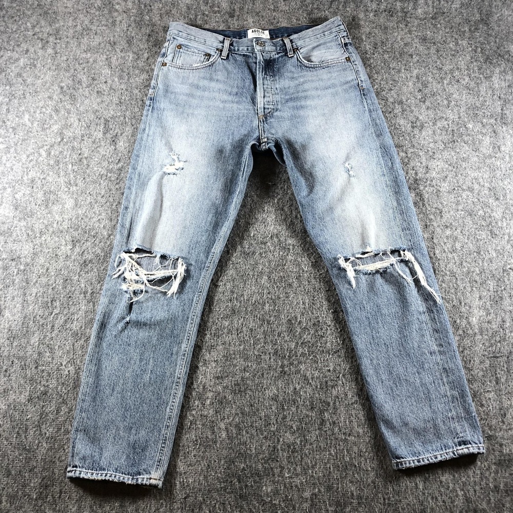 AGOLDE Jeans Womens 30 Light Wash‎ Distressed Straight Leg Denim